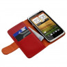 Housse coque étui portefeuille pour HTC One X couleur rouge