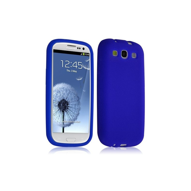 Housse étui coque silicone Samsung Galaxy S3 couleur bleu