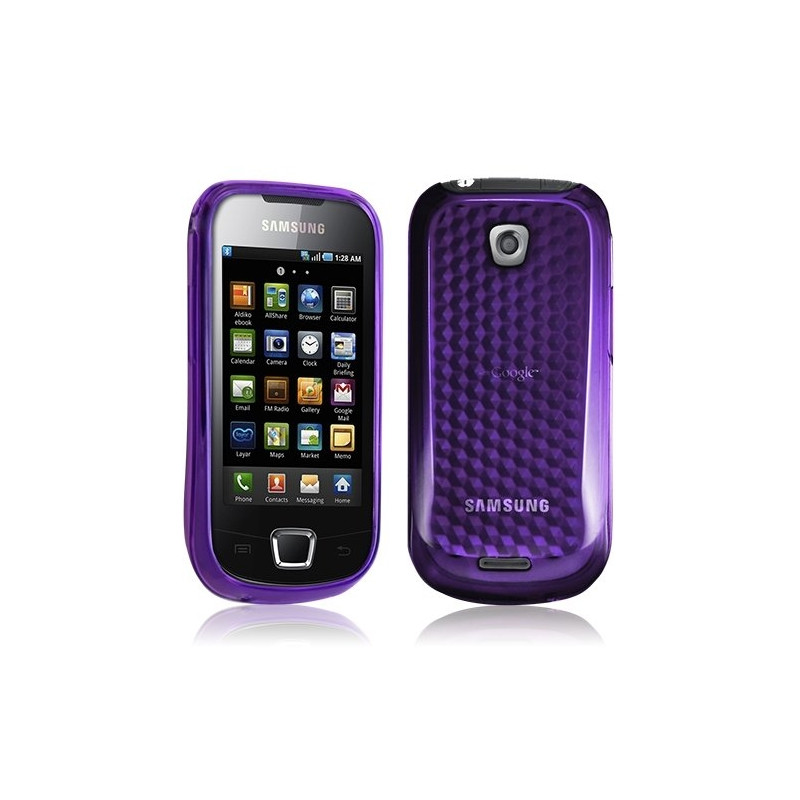 Housse coque gel damier transparent Samsung Galaxy Teos i5800 couleur violet