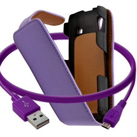 Housse coque etui + Câble data USB pour Samsung Galaxy Ace S5830 couleur violet