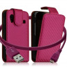 Housse coque etui gaufré + Câble data USB pour Samsung Galaxy Ace S5830 couleur rose fuschia