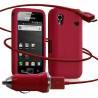 Housse étui coque silicone + Chargeur Auto USB Samsung S5830 Galaxy Ace couleur rouge