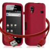 Housse étui coque silicone + Câble data USB Samsung S5830 Galaxy Ace couleur rouge