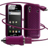 Seluxion -Housse coque gel damier + Chargeur Auto USB Samsung Galaxy Ace S5830 couleur rose fuschia