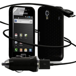 Seluxion -Housse coque gel damier + Chargeur Auto USB Samsung Galaxy Ace S5830 couleur noir