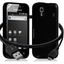 Seluxion -Housse coque gel damier + Câble data USB Samsung Galaxy Ace S5830 couleur noir