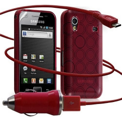 Seluxion -Housse étui coque gel cercle + Chargeur Auto USB Samsung Galaxy Ace S5830 couleur rouge