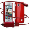 Housse étui coque rigide brillante + Chargeur Auto USB pour Samsung Wave575 couleur rouge