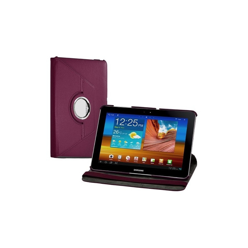 Housse coque étui pour Samsung Galaxy Tab 10.1 P7500 de luxe avec sytème de rotation à 360 degrès couleur rose fushia