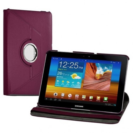 Housse coque étui pour Samsung Galaxy Tab 10.1 P7500 de luxe avec sytème de rotation à 360 degrès couleur rose fushia