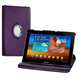 Housse coque étui pour Samsung Galaxy Tab 10.1 P7500 de luxe avec sytème de rotation à 360 degrès couleur violet