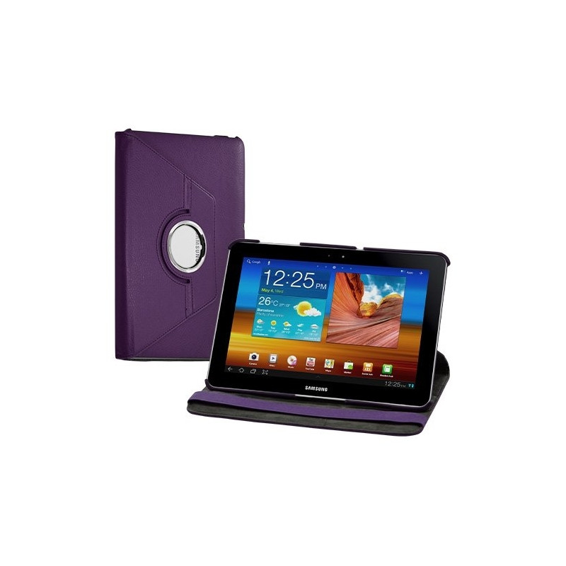 Housse coque étui pour Samsung Galaxy Tab 10.1 P7500 de luxe avec sytème de rotation à 360 degrès couleur violet