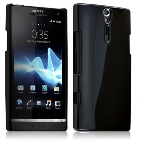 Housse Étui Coque Rigide Brillante Pour Sony Xperia S Couleur noir