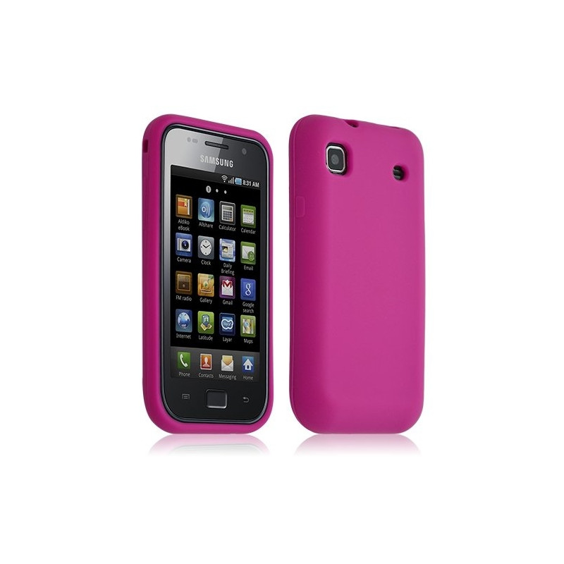 Housse etui coque en silicone pour Samsung Galaxy S i9000 couleur rose fushia