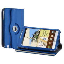 Housse coque étui pour Samsung Galaxy Note de luxe avec sytème de rotation à 360 degrès couleur bleu