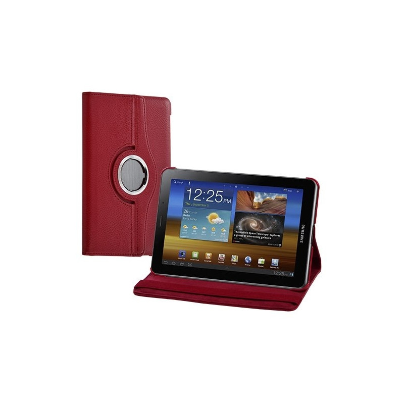 Housse coque étui pour Samsung Galaxy Tab 7.7 P6800 de luxe avec sytème de rotation à 360 degrès couleur rouge