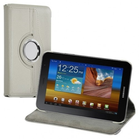 Housse coque étui pour Samsung Galaxy Tab 7 Plus P6200 de luxe avec sytème de rotation à 360 degrès couleur blanc