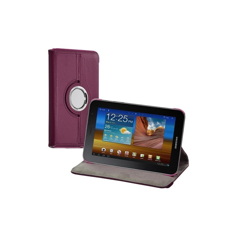 Housse coque étui pour Samsung Galaxy Tab 7 Plus P6200 de luxe avec sytème de rotation à 360 degrès couleur rose fushia