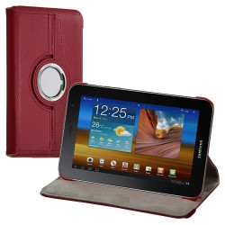 Housse coque étui pour Samsung Galaxy Tab 7 Plus P6200 de luxe avec sytème de rotation à 360 degrès couleur rouge