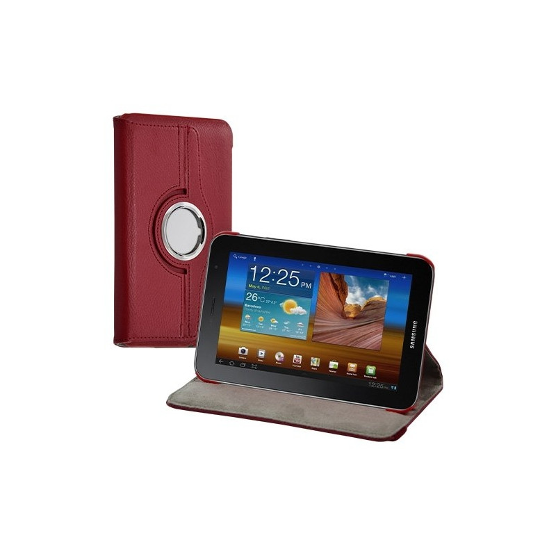 Housse coque étui pour Samsung Galaxy Tab 7 Plus P6200 de luxe avec sytème de rotation à 360 degrès couleur rouge