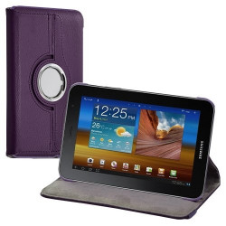 Housse coque étui pour Samsung Galaxy Tab 7 Plus P6200 de luxe avec sytème de rotation à 360 degrès couleur violet