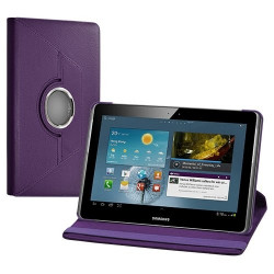 Housse coque étui pour Samsung Galaxy Tab 2 P5100 de luxe avec sytème de rotation à 360 degrès couleur violet