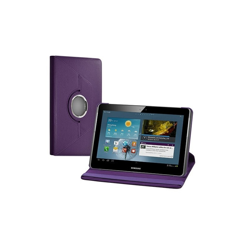 Housse coque étui pour Samsung Galaxy Tab 2 P5100 de luxe avec sytème de rotation à 360 degrès couleur violet