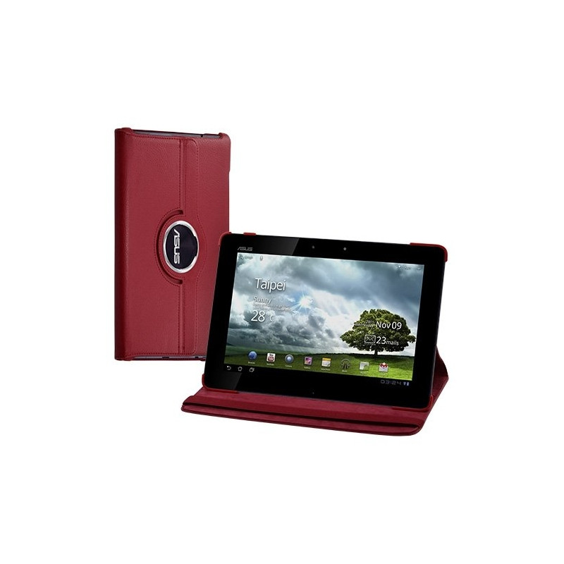 Housse coque étui pour Asus EeePAd Transformer TF201 de luxe avec sytème de rotation à 360 degrès couleur rouge