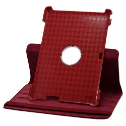 Housse coque étui pour Asus EeePAd Transformer TF201 de luxe avec sytème de rotation à 360 degrès couleur rouge