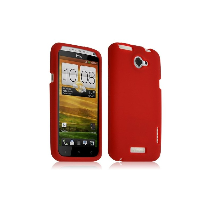 Housse coque étui silicone pour HTC One X couleur rouge