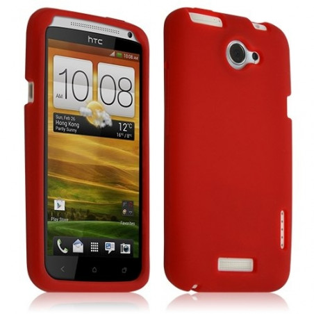 Housse coque étui silicone pour HTC One X couleur rouge