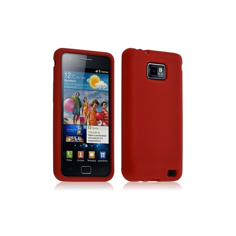 Housse étui coque en silicone pour Samsung Galaxy S2 couleur rouge