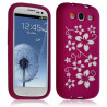 Housse étui coque silicone pour Samsung Galaxy S3 avec motif fleur couleur rose fushia