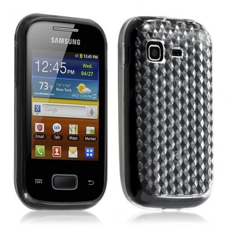 Housse coque gel diamant transparent Samsung Galaxy Pocket S5300 couleur blanc