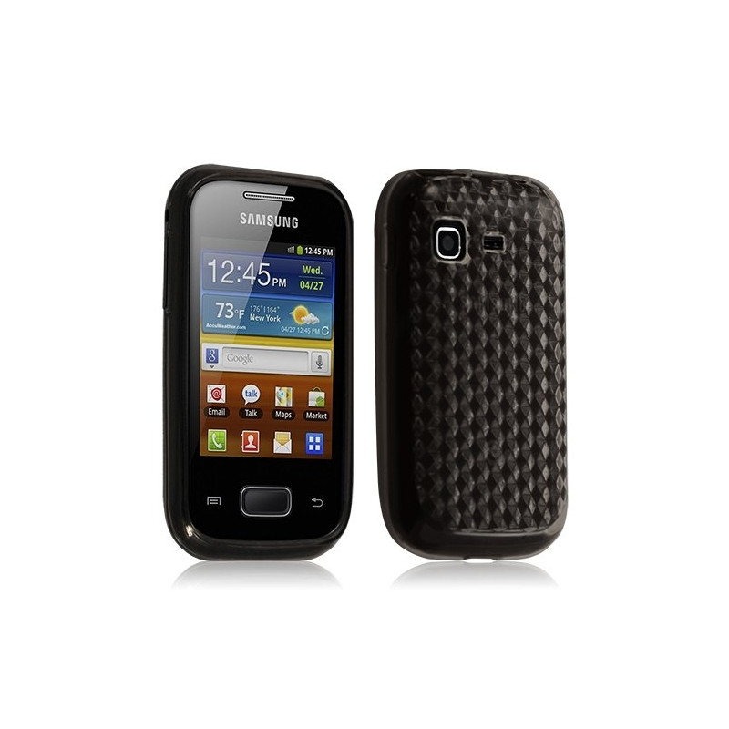 Housse coque gel diamant transparent Samsung Galaxy Pocket S5300 couleur noir