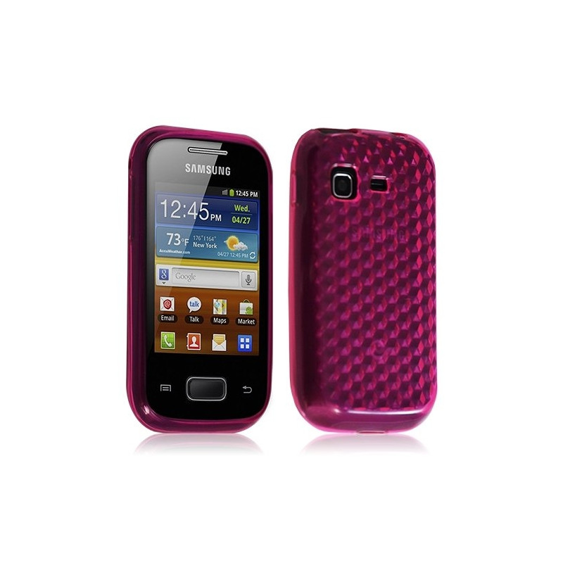 Housse coque gel diamant transparent Samsung Galaxy Pocket S5300 couleur rose fushia