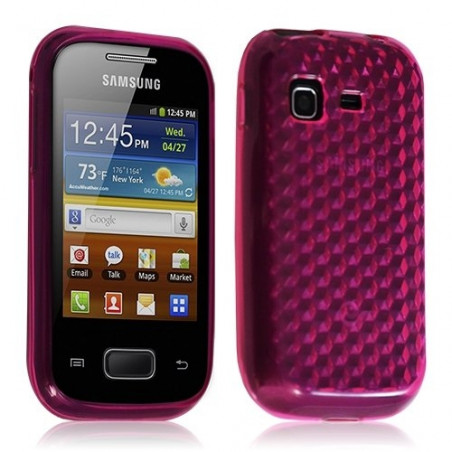 Housse coque gel diamant transparent Samsung Galaxy Pocket S5300 couleur rose fushia