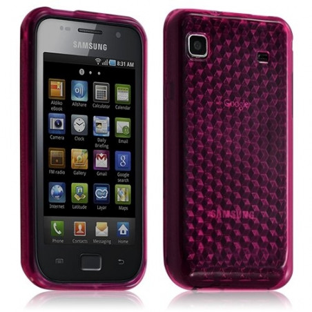 Housse coque gel diamant transparent pour Samsung Galaxy S i9000 couleur rose fushia