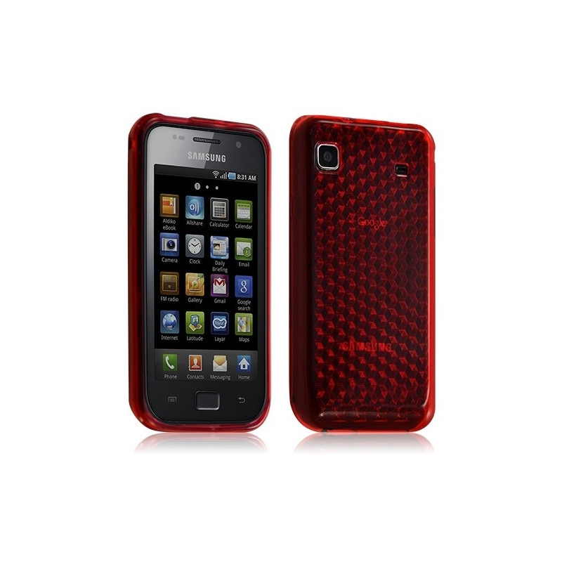 Housse coque gel diamant transparent pour Samsung Galaxy S i9000 couleur rouge