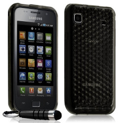 Housse coque gel diamant transparent pour Samsung Galaxy S i9000 couleur noir + mini stylet