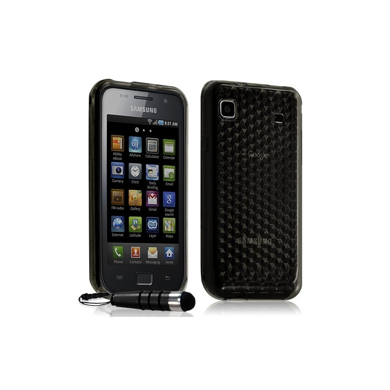 Housse coque gel diamant transparent pour Samsung Galaxy S i9000 couleur noir + mini stylet