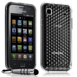 Housse coque gel diamant transparent pour Samsung Galaxy S i9000 couleur blanc+ mini stylet