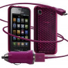 Housse coque gel diamant transparent + Chargeur Auto USB pour Samsung Galaxy S i9000 couleur rose fushia