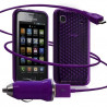 Housse coque gel diamant transparent + Chargeur Auto USB pour Samsung Galaxy S i9000 couleur violet