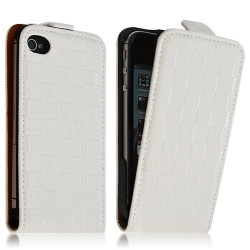 Housse coque étui pour Apple iPhone 4 / 4S avec motif carré couleur blanc