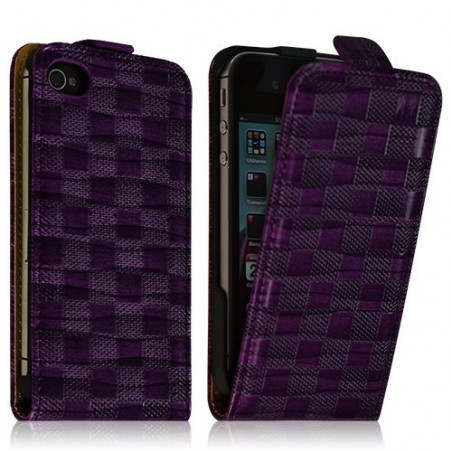 Housse coque étui pour Apple iPhone 4 / 4S avec motif carré couleur violet