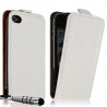 Housse coque étui pour Apple iPhone 4 / 4S avec motif carré couleur blanc + mini stylet