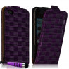 Housse coque étui pour Apple iPhone 4 / 4S avec motif carré couleur violet + mini stylet