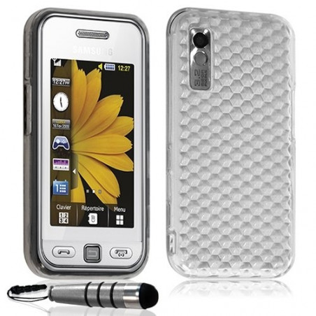 Housse coque gel diamant transparent pour Samsung Player One S5230 couleur blanc + mini stylet