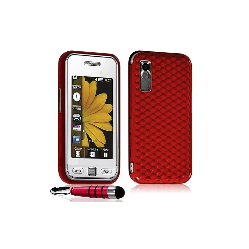 Housse coque gel diamant transparent pour Samsung Player One S5230 couleur rouge + mini stylet